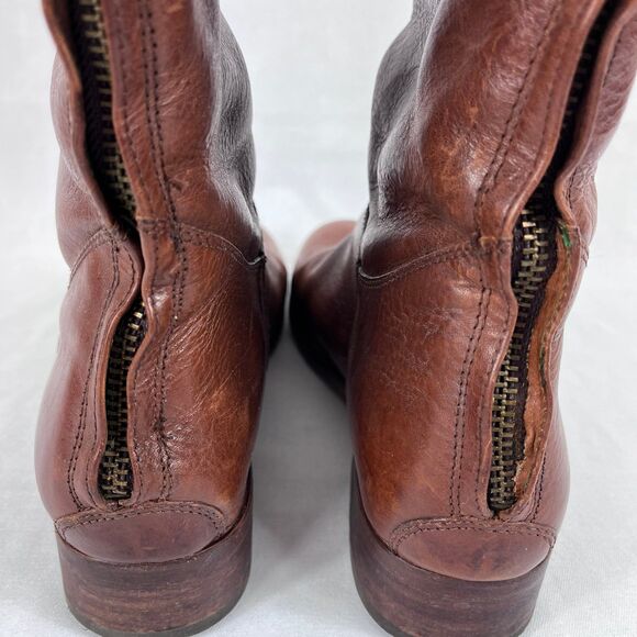 Rare Vintage Ariat Tall Brown Riding Boots Rear Zip Leather Sole 10010507 8 - Picture 5 of 12